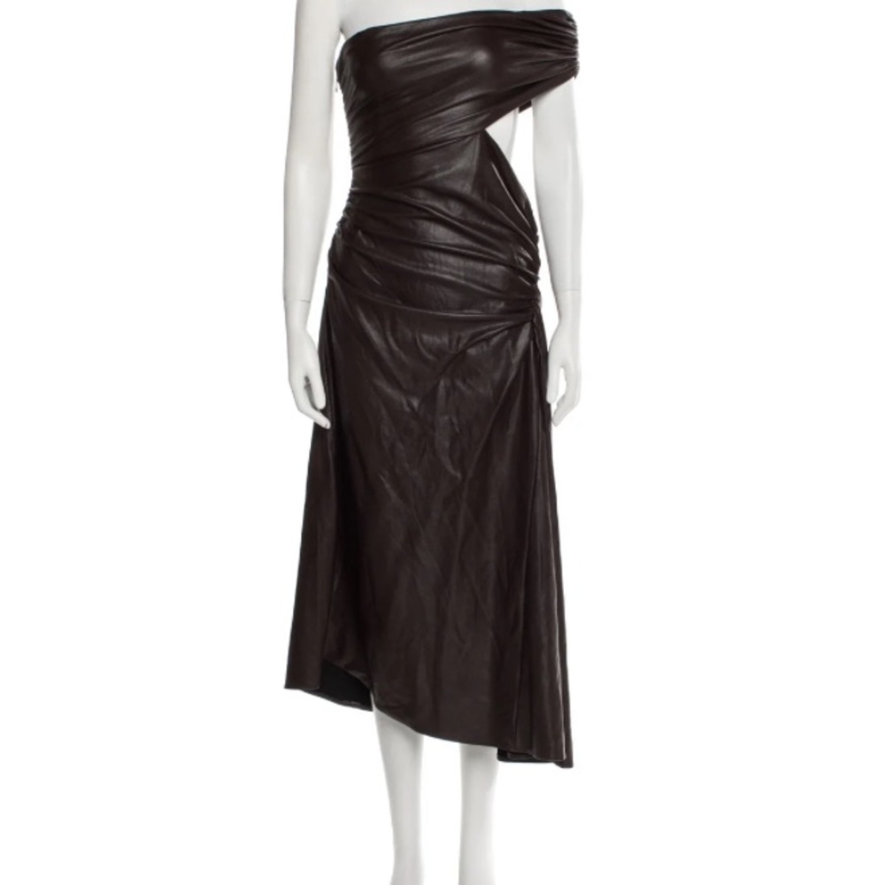 A.L.C. Elegant Faux Vegan Leather Andie Dress 0 - Picture 2 of 12